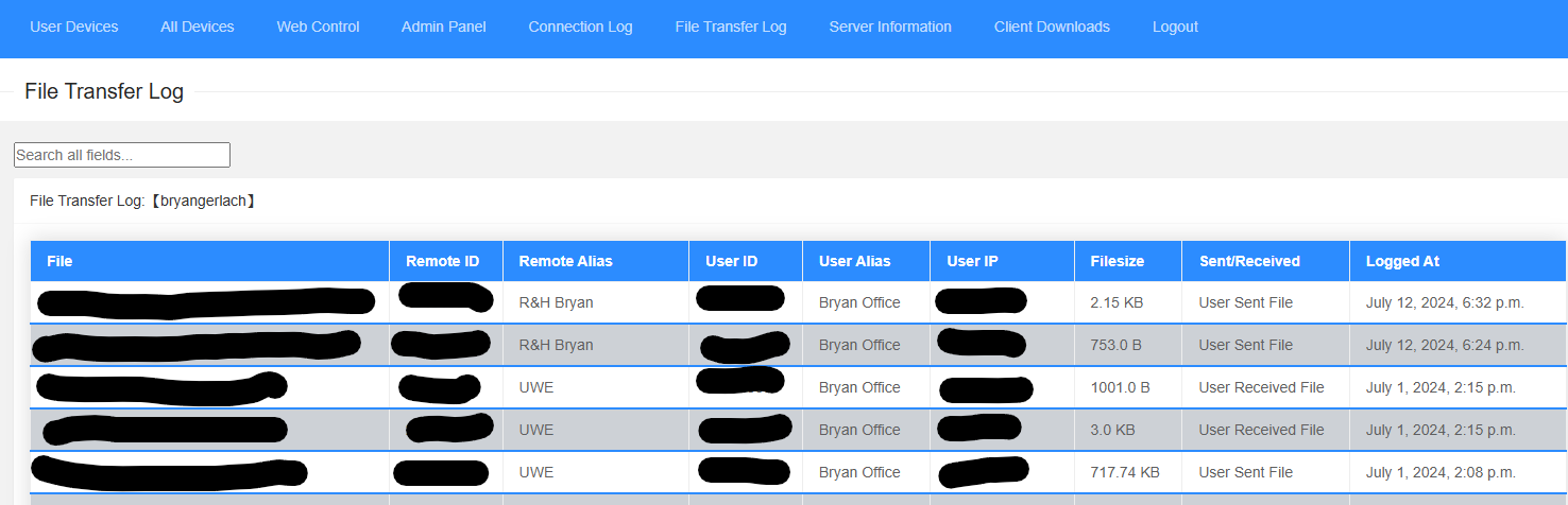 File Transfer Log